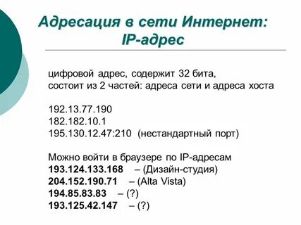 Цифровой адрес компьютера