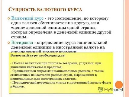 Валютный курс составляющие