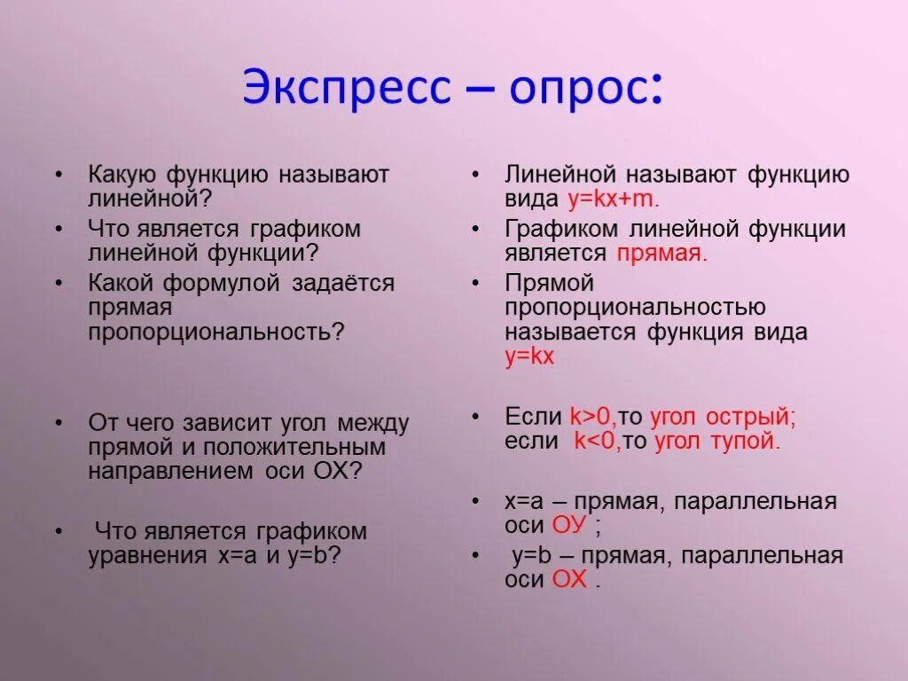 Прямая это какая функция. Прямая это какая функция