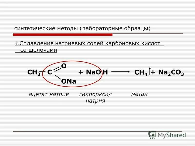 Метан и гидроксид натрия