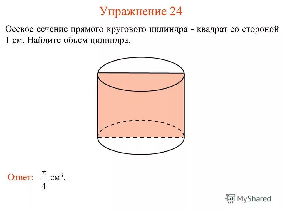 Осевое сечение цилиндра квадрат со стороной 8