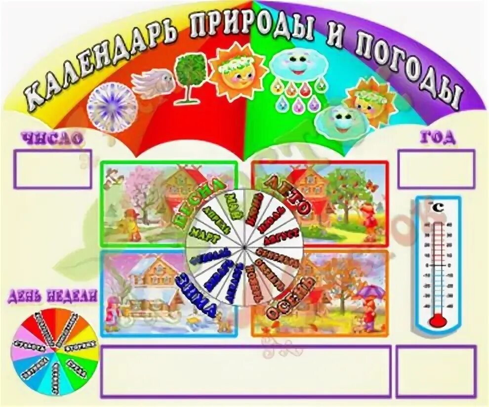 Надпись календарь погоды распечатать Стенд календарь природы с движущимися стрелками ДС-59