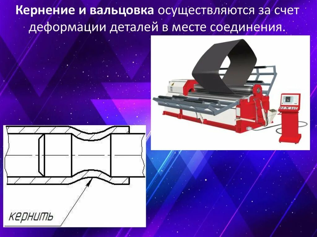 Данное соединение выполнено. Кернение деталей трубы. Кернение Машиностроение. Кернение, вальцевание. Что такое кернение детали.