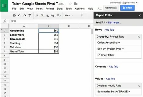 Сводные таблицы в google sheets
