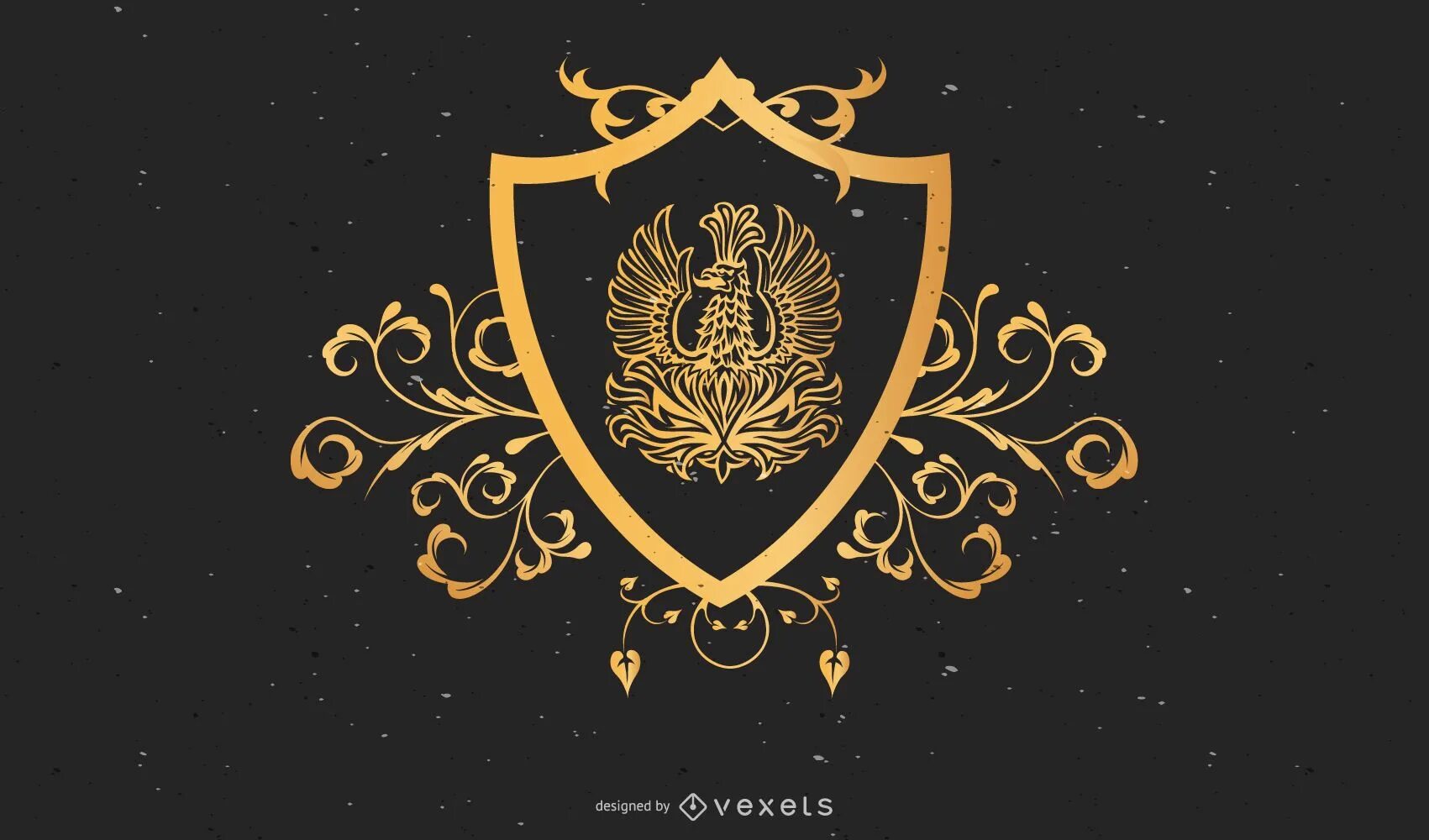 Логотип Golden Design. Винтажная геральдика. Щит вектор. Вектор Царская геральдика фон. Ornate shield