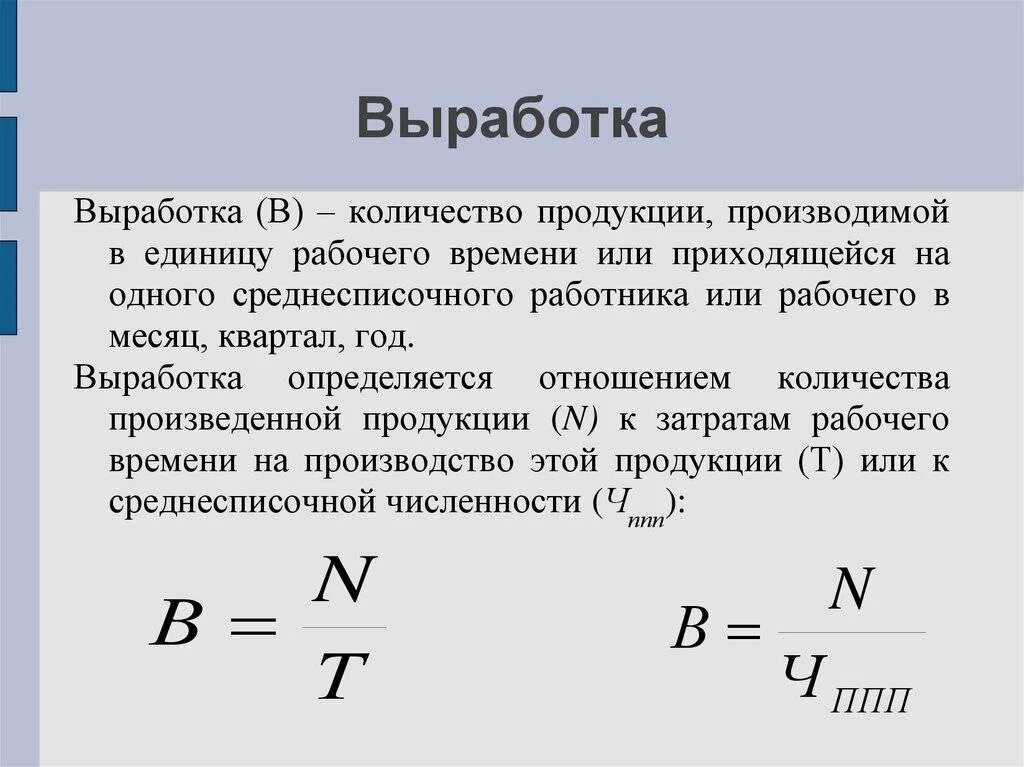 Выработка на 1 работника