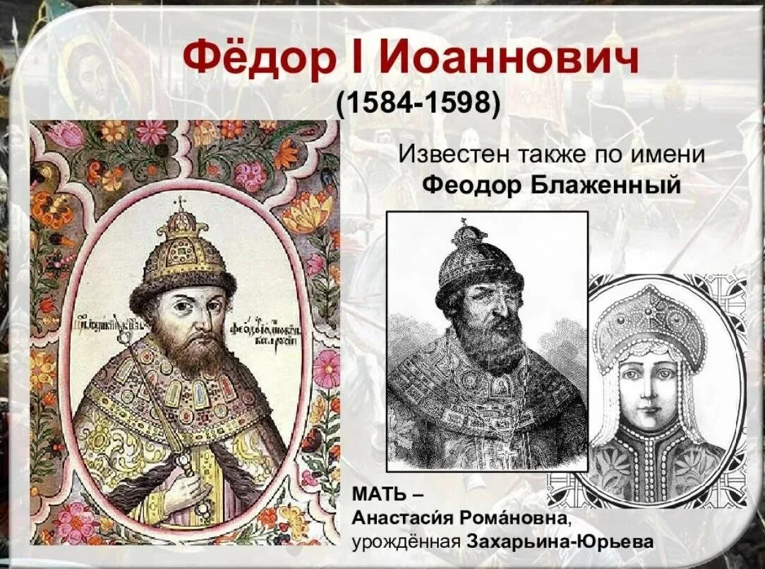 1598 год событие в истории. Царь фёдор i Иванович (1557-1598) сын Ивана Грозного..