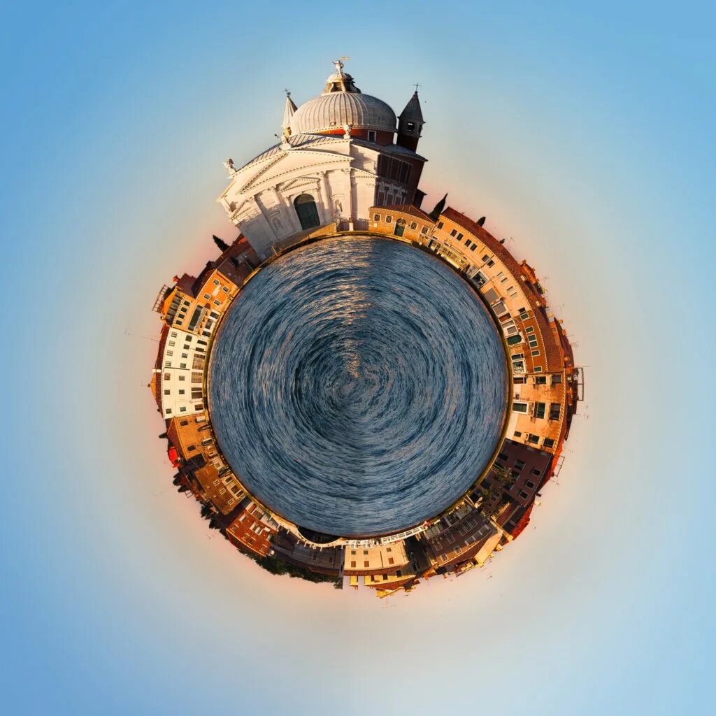 360 Панорама Италия. Venice Planet. Round Panorama. 360 Degree from above. Unique view