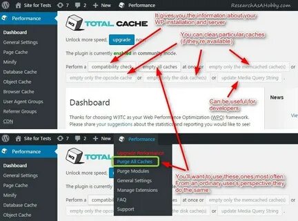 Emptying cache