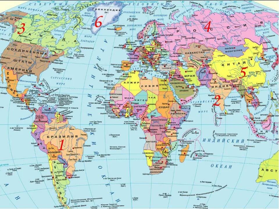 Политическая карта мир. Географическая карта стран.