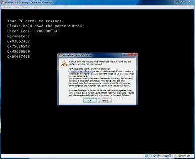 Virtualbox синий экран