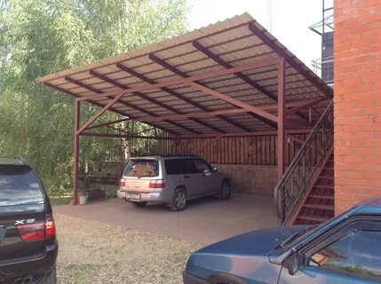 Односкатный навес из металлочерепицы