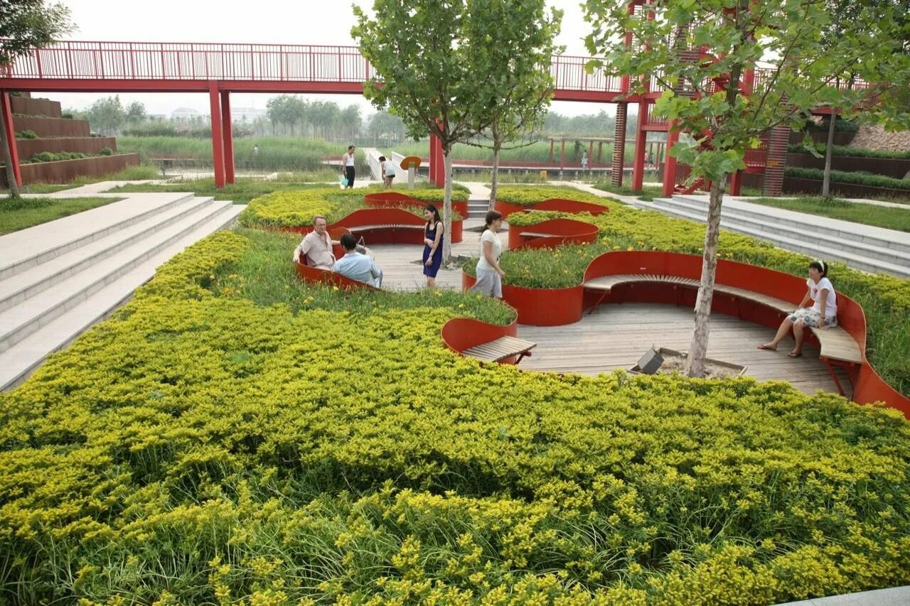 В чем особенности городского ландшафта. Shanghai Houtan Park Шанхай Китай. Turenscape парк. Ландшафтный урбанизм Царицыно. Речной парк Houtan в Шанхае.