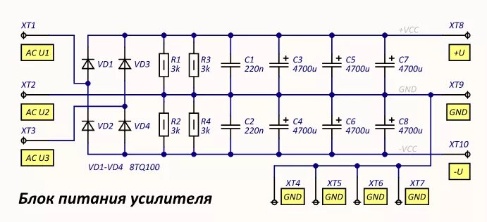 Схемы. Блок питания усилителя мощности схема. Двухполярный блок питания усилителя мощности. Линейный двухполярный блок питания схема. Самодельный блок питания для усилителя звука.