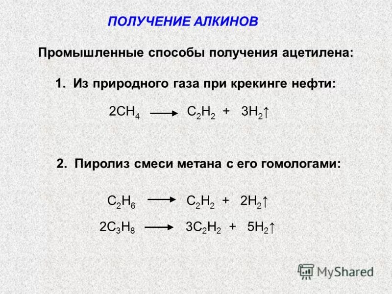 Как получают метан уравнение