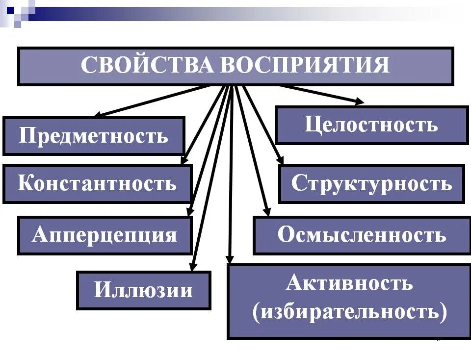 Воспринимающим элементом является. Свойства восприятия. Свойства восприятия схема. Основные свойства восприятия. Свойства восприятия примеры.