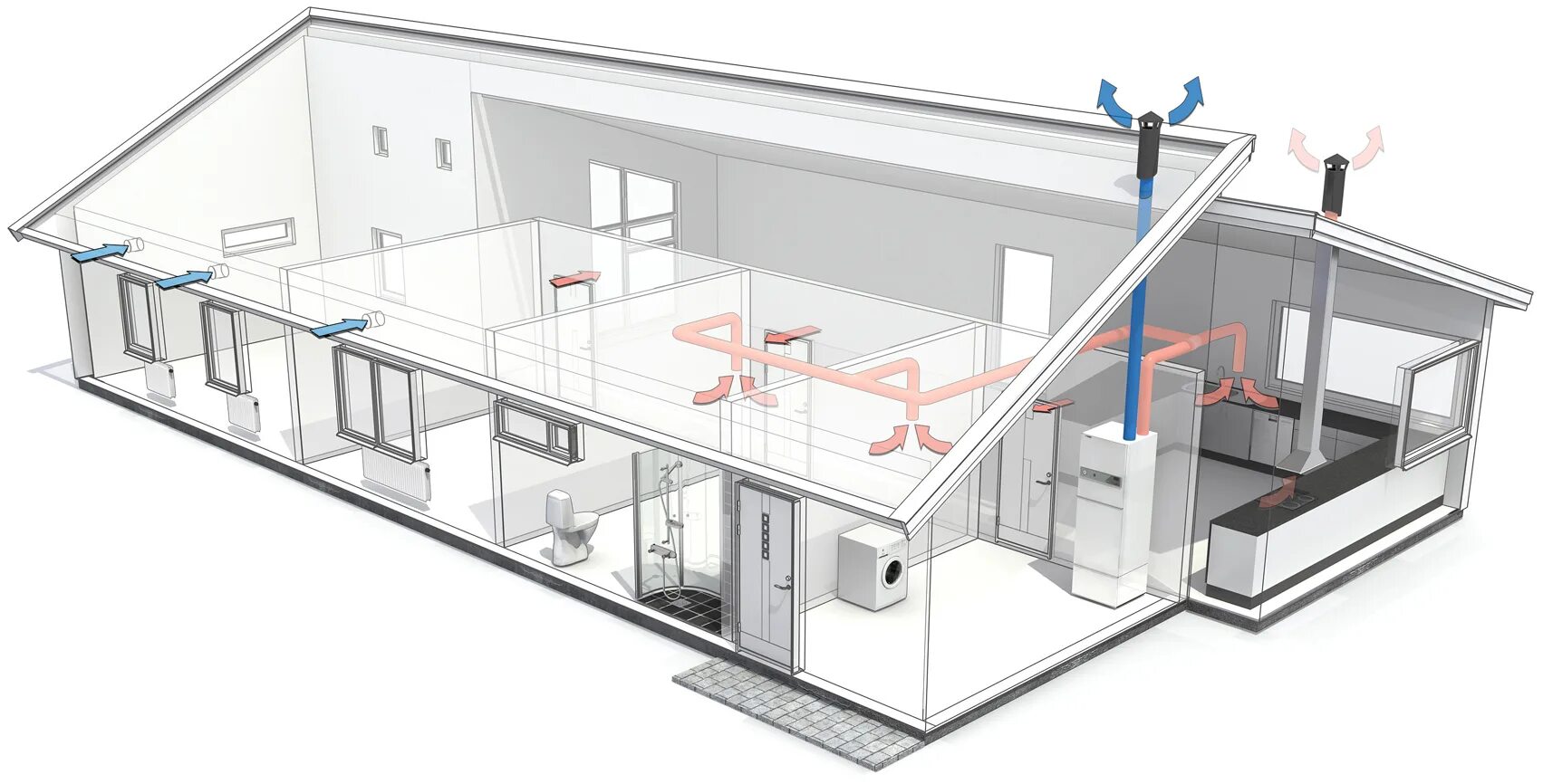 Magicad вентиляция. инженерные коммуникации здания. канальная сплит система с приточной вентиляцией. вентиляционные системы. 1 вентиляция зданий.