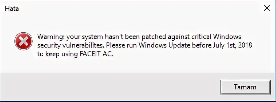 Ошибка FACEIT Anti Cheat. FACEIT AC ошибка. Error: your System hasn't been Patched against Windows Security... Ошибка фейсит античит Error your System hasn t been Patched. Please run windows updates