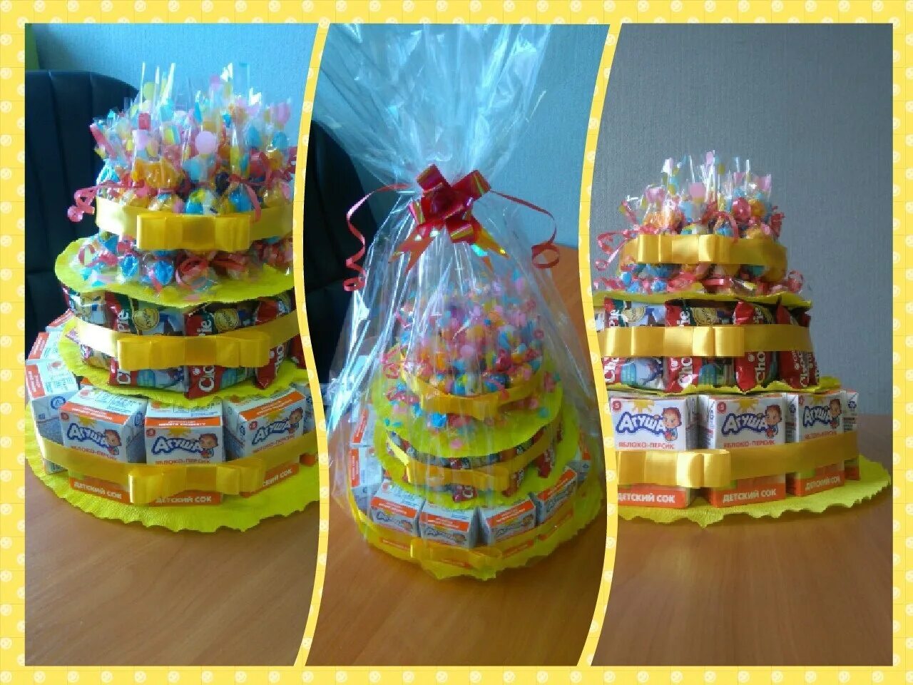 Таким тортиком можно угостить друзей на детской площадке. Snack gift baskets, Sn