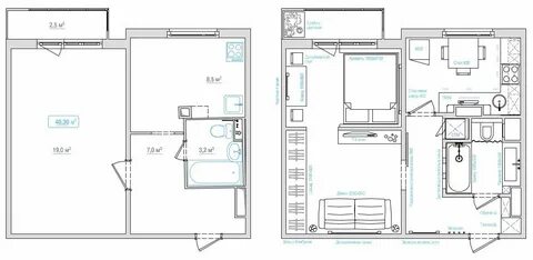 Планировка квартиры 44 кв