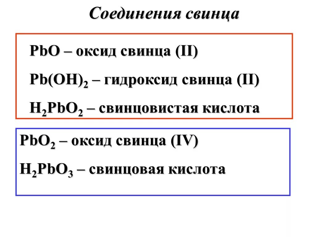 Формула оксида гидроксида свинца