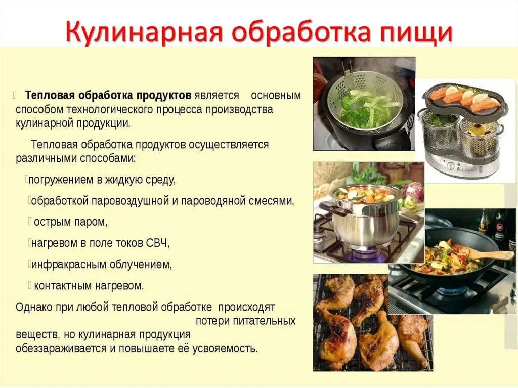 Перечислите виды блюд