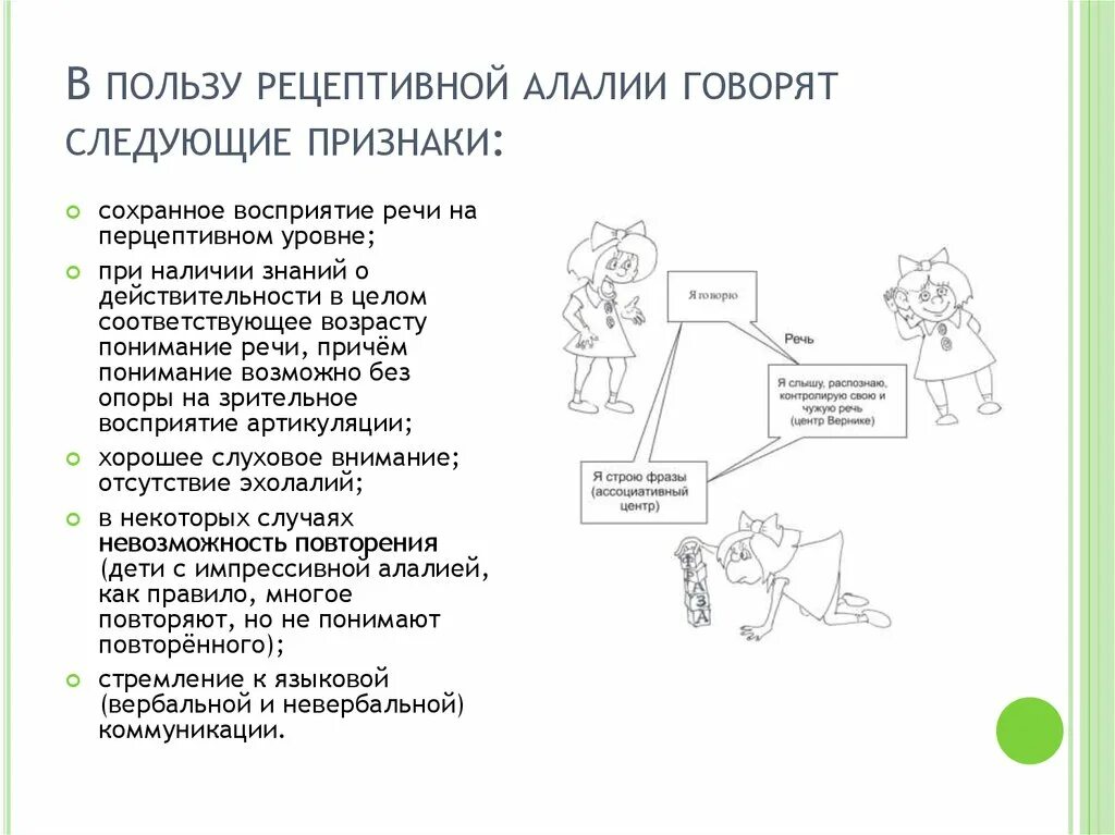 Расстройство рецептивной речи. Зрительное восприятие у детей с алалией. Расстройство рецептивной речи у детей что это. Алалия схема. Артикуляционная алалия