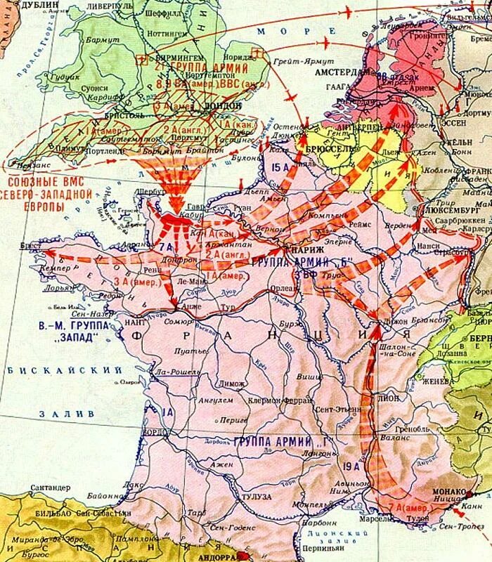 Открытие 2 фронта операция. Карта освобождение Европы в 1944г карта. Второй фронт 1944 карта. Карта второй фронт во второй мировой войне. Освобождение Франции 1944 карта.