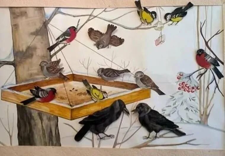 Кормушка для птиц. Проект птицы нашего города. Вороны голуби воробьи. Тема птицы в городе. Зимующие птицы рисунок.