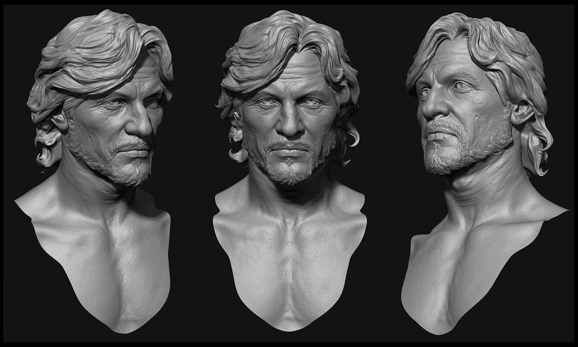 Фигура лица. 3д моделирование в Zbrush. 3д модель головы. Скульптура лица мужчины. Zbrush бюст.