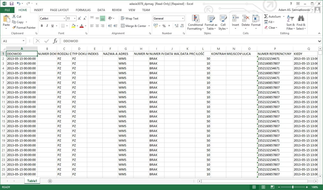 Export xlsx