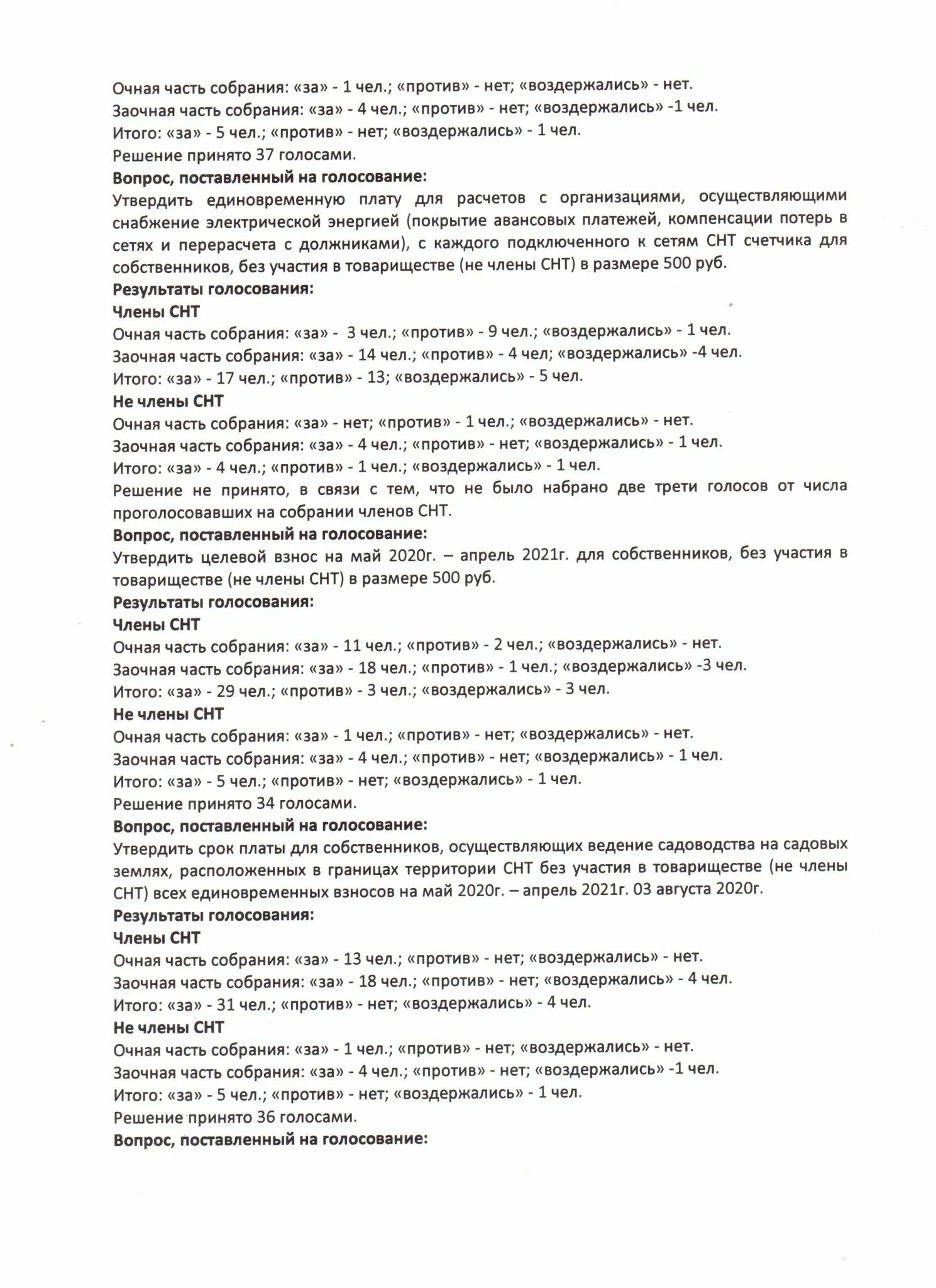 Подсчет голосов на общем собрании снт