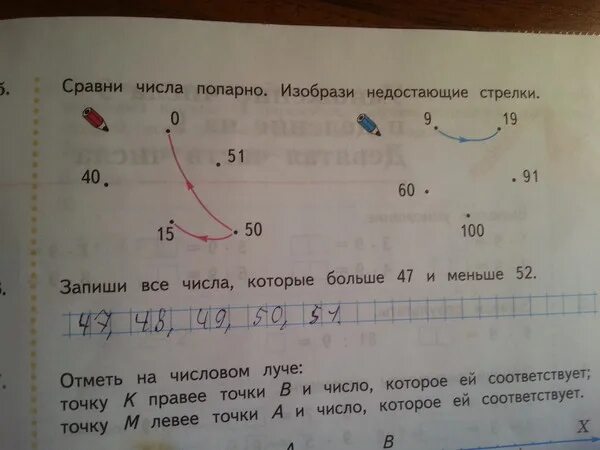 15 сравнений. Отметь на числовом Луче точку. Отметь на числовом Луче точку к правее точки. Сравни числа попарно и изобрази стрелками. Проведи стрелки на числовом Луче.