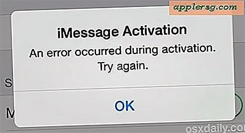 Ошибка активации imessage. Ошибка активации imessage