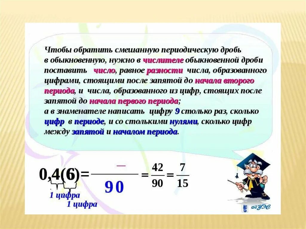 169 дробь. Как перевести смешанную дробь в периодическую. Правило перевода смешанной периодической дроби в обыкновенную. Как перевести периодическую дробь в обычную. Смешпнная непереодическая дроб.