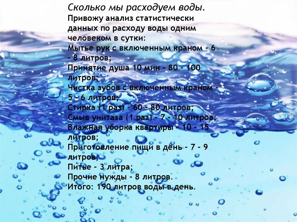 Сколько воды расходует человек в сутки. Потребление воды. Исследования потребления воды. Сколько воды тратит человек. Общее потребление воды