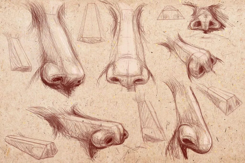 Нос в древности. Нос рисунок. Нос ракурсы. Зарисовки частей лица. Рисование носа с разных ракурсов.