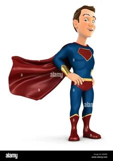 3d superhero arriving on the earth, illustration with isolated white backgr...