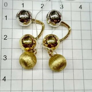 Серьги золотые шары с сеткой