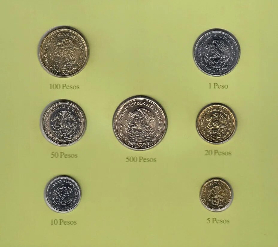 Монеты стран купить. Мексика набор 8 монет. Монеты стран оси. Набор монет песо 1956.