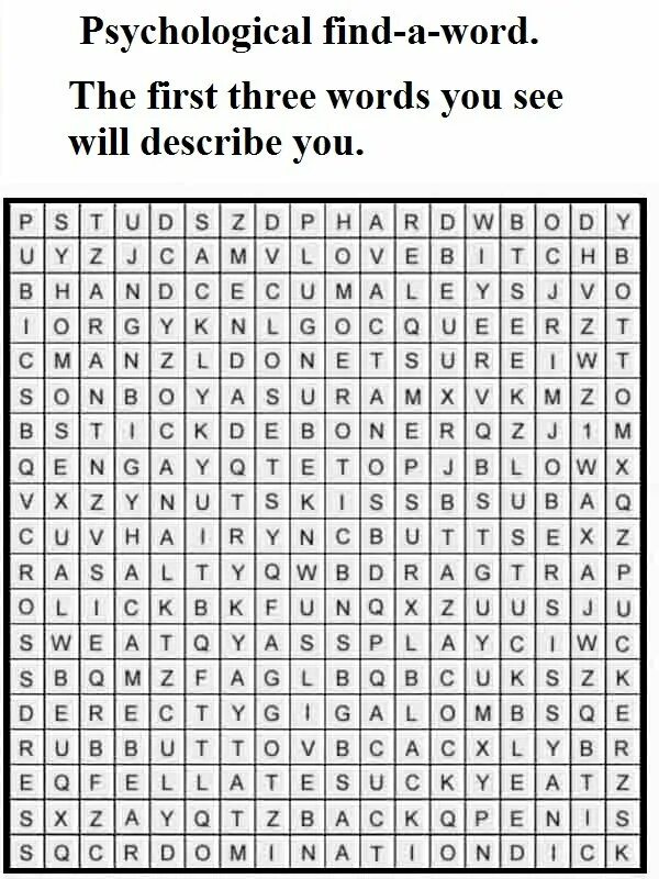 One word for three. The first Word you see describes you.