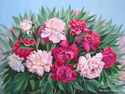 Пионы акрилом для начинающих