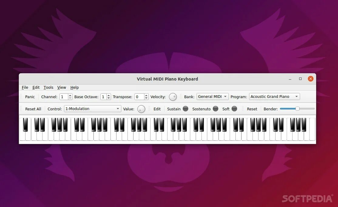 Virtual midi piano keyboard. Virtual midi piano keyboard