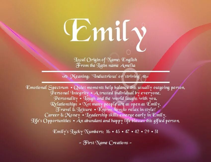 Last names meaning. Emily name. Emili имя.