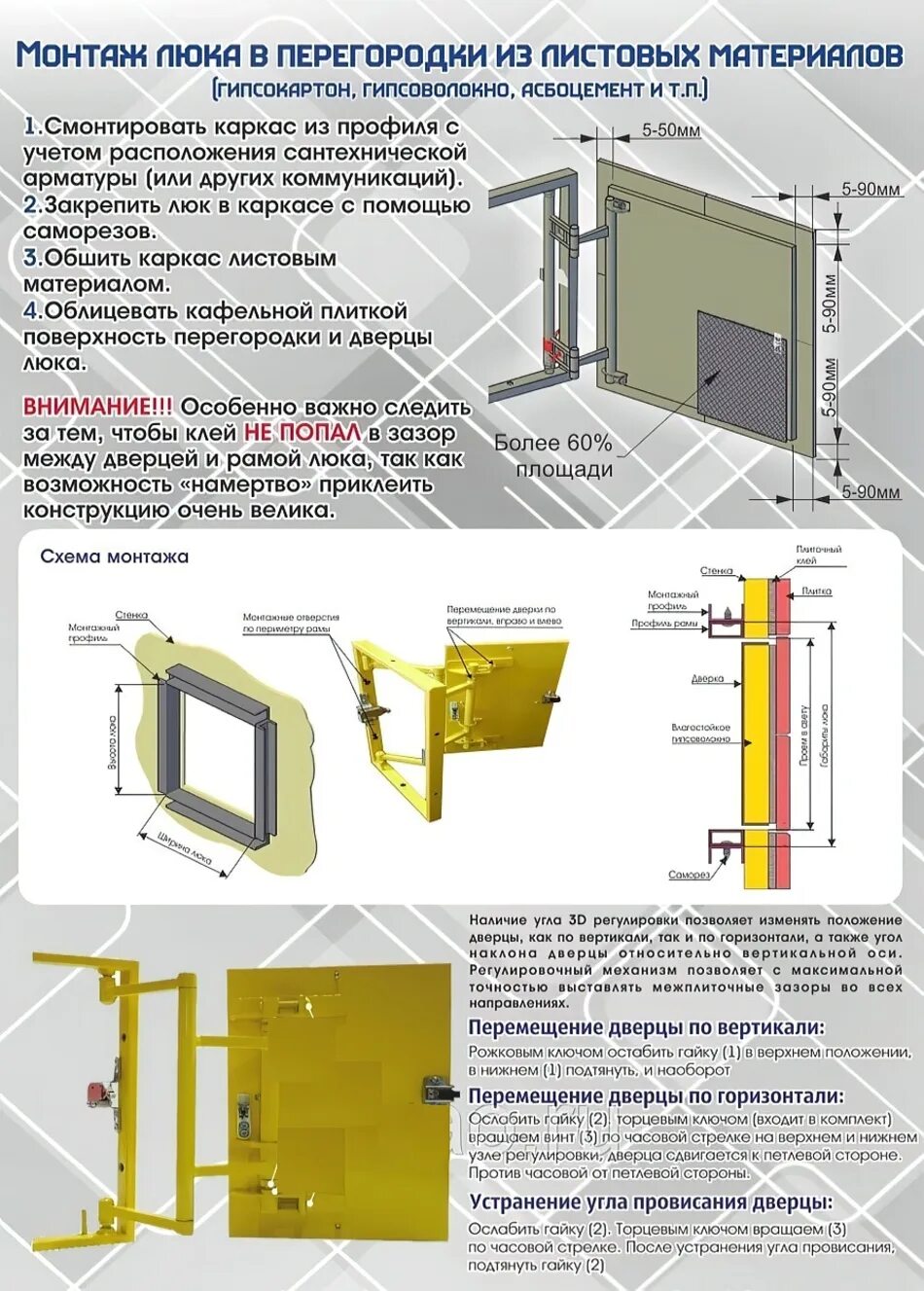 Инструкция монтажа люков. Монтаж люка скрытого монтажа под плитку. Регулировка люка невидимки под плитку схема. Люк скрытого монтажа под плитку схема сборки. Люк скрытого монтажа Размеры