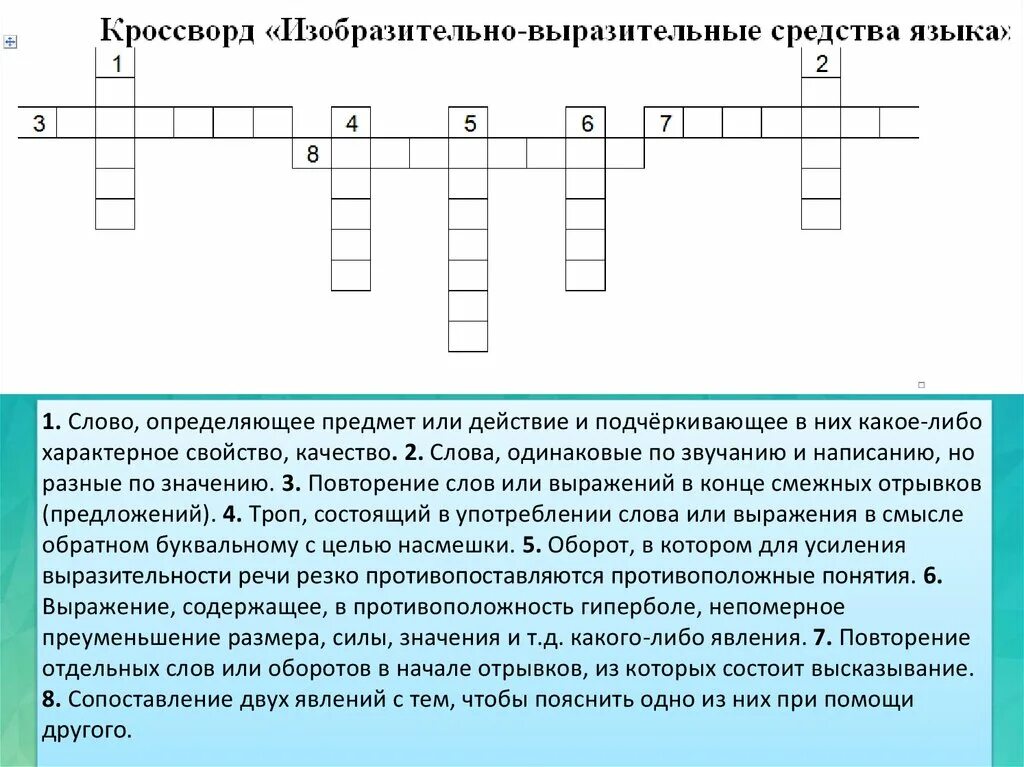 Выразительное чтение сканворд 10. Кроссворд средства выразительности. Выразительные средства кроссворд. Кроссворд изобразительно выразительные средства языка. Кроссворд на тему средства выразительности.