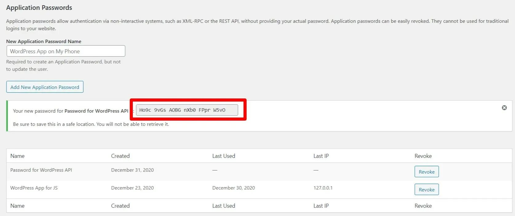 Application passwords