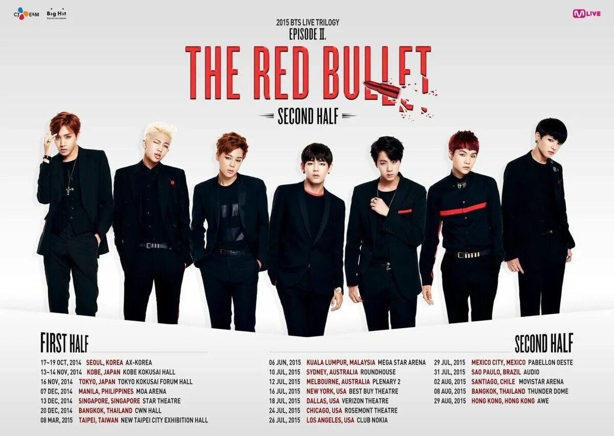 Bts жива. 2015 BTS Live Trilogy Episode II the Red Bullet. Тур БТС Live Trilogy 2014. Афиша первого мирового турне БТС. «2014 BTS Live Trilogy Episode II: the Red Bullet».