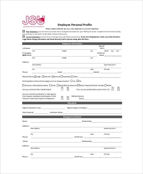 Profile form. Personal profile. employee profile. marital status single резюме. personal profile template.