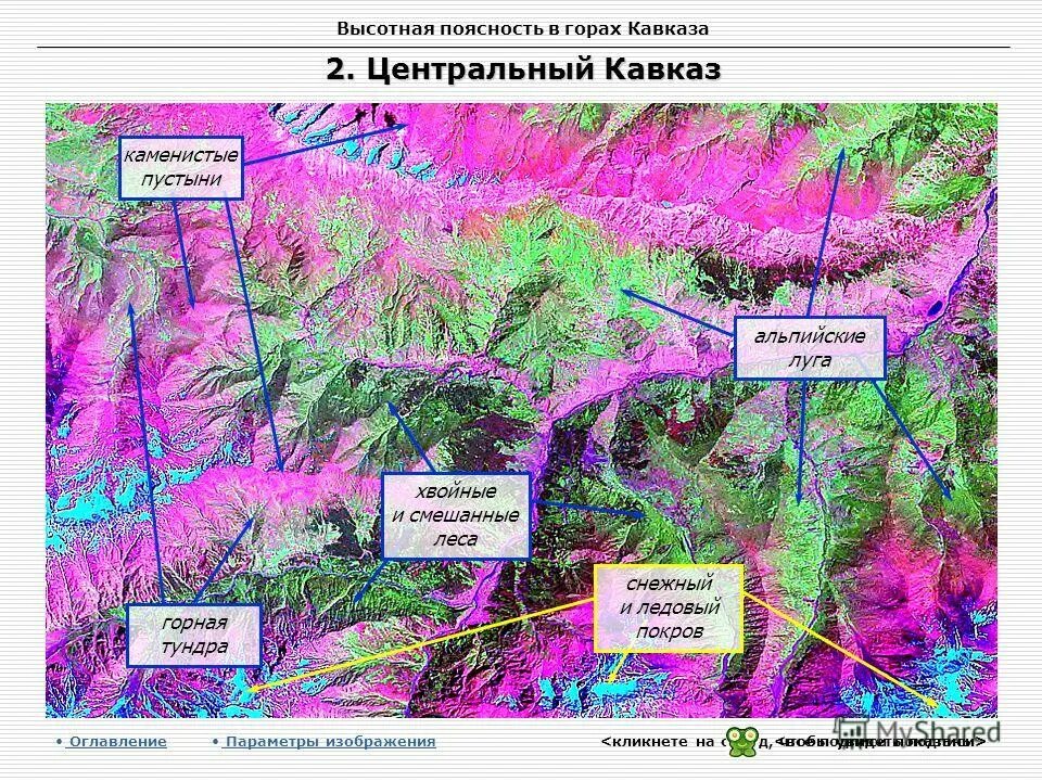 Высотная поясность Западного Кавказа. Горные системы высотной поясности на карте